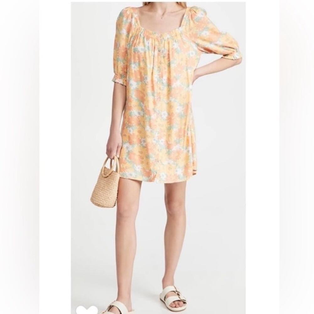 Rails Isa Dress in Daisy Meadow Linen Blend Square Neckline Resortwear NWT Sz M